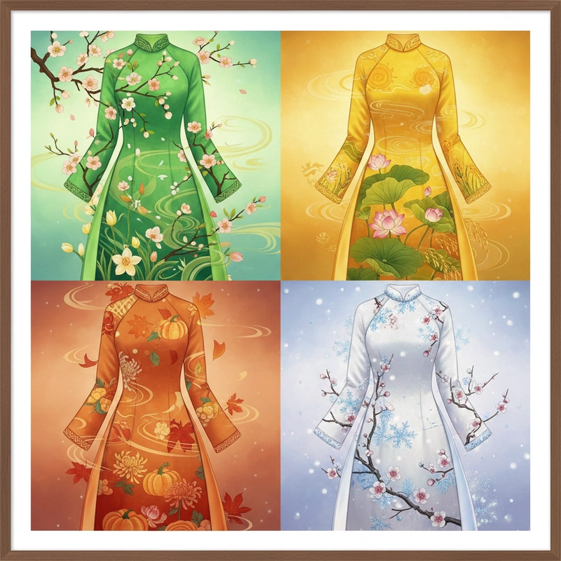 Tranh vẽ áo dài thể hiện vẻ đẹp người Việt