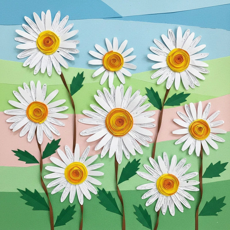 Tranh vẽ bông hoa cúc trắng