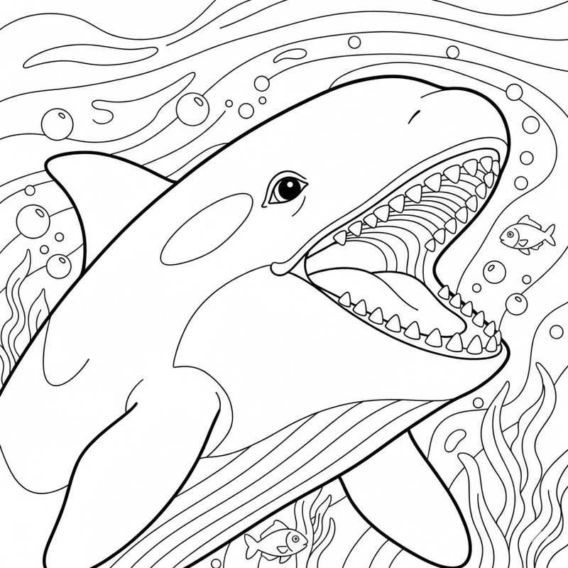 Tranh vẽ cá voi sát thủ tô màu sáng tạo