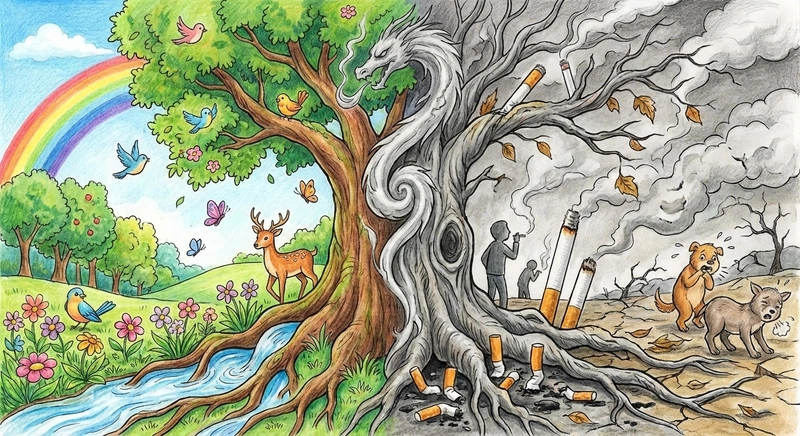 Tranh vẽ cấm hút thuốc lá mang tính tuyên truyền