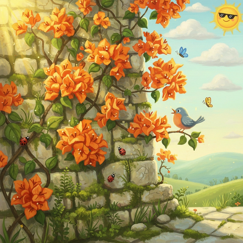 Tranh vẽ cây hoa giấy đẹp