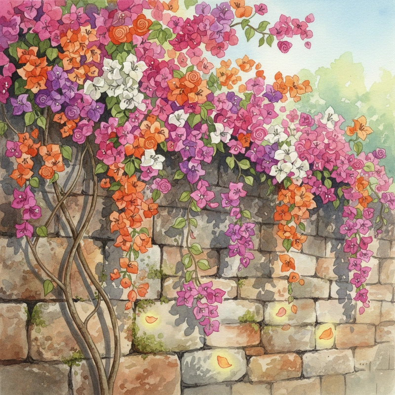 Tranh vẽ cây hoa giấy nghệ thuật