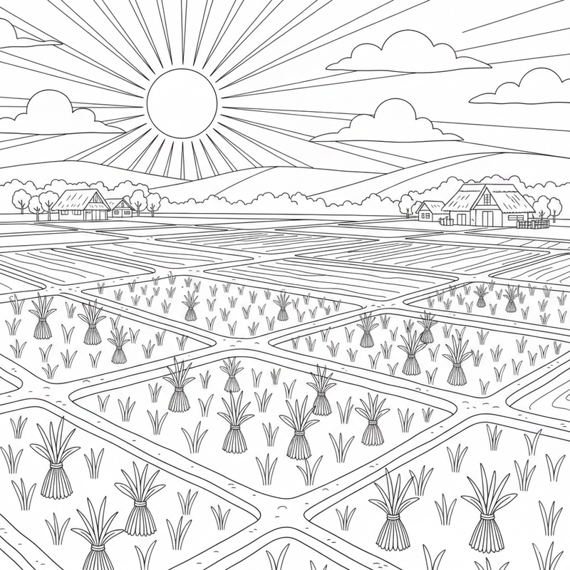 Tranh vẽ cây lúa dành cho bé yêu thích tô màu