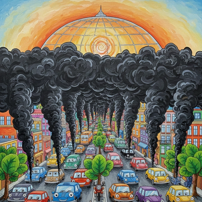 Tranh vẽ chủ đề hiệu ứng nhà kính rõ thông điệp.