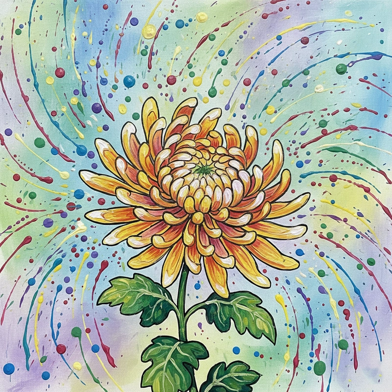 Tranh vẽ cúc đại đoá nghệ thuật