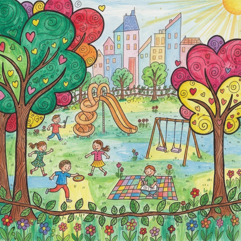 Tranh vẽ cuộc sống quanh em sinh động