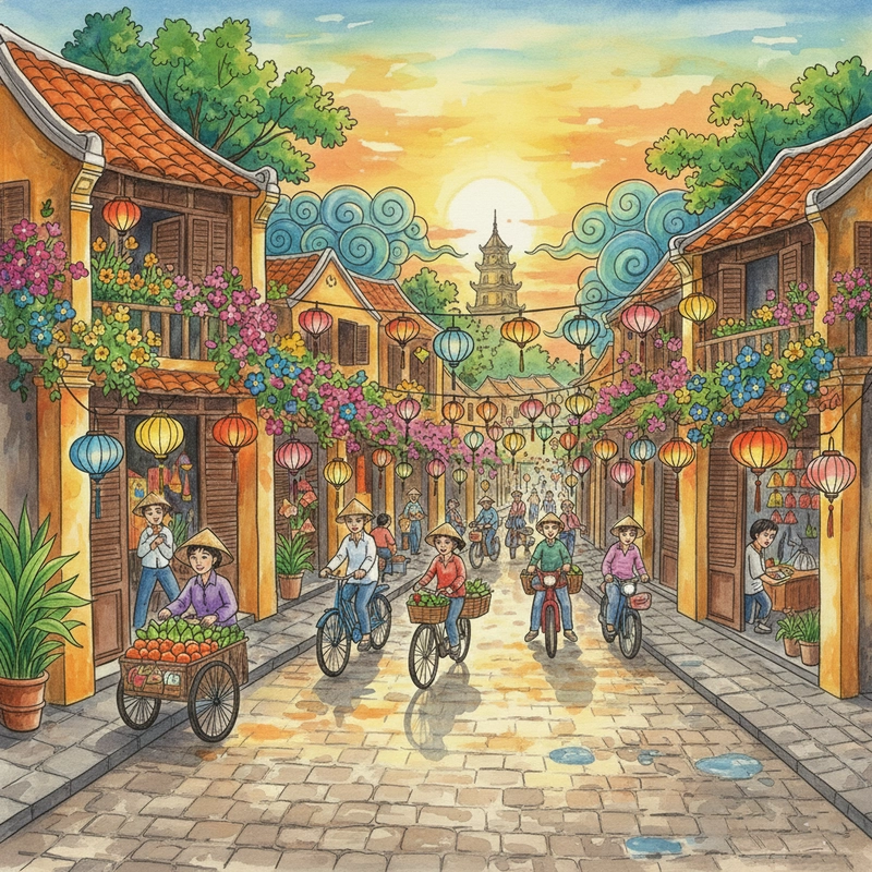 Tranh vẽ danh lam thắng cảnh phố cổ Hà Nội