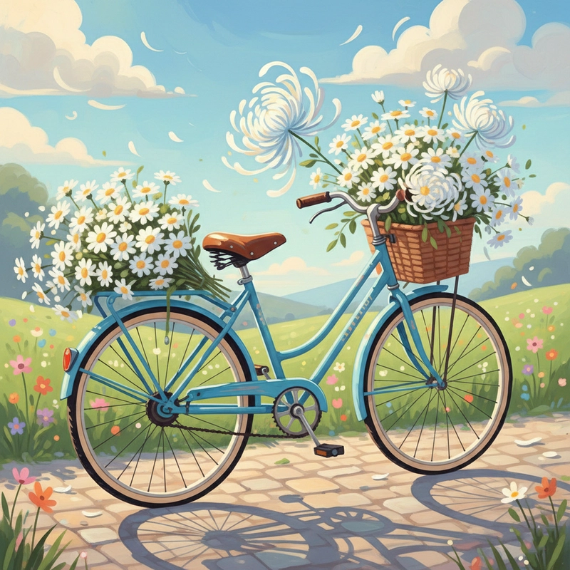 Tranh vẽ hoa cúc trắng nhẹ nhàng