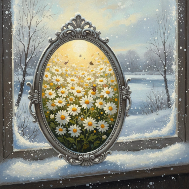 Tranh vẽ hoa cúc trắng