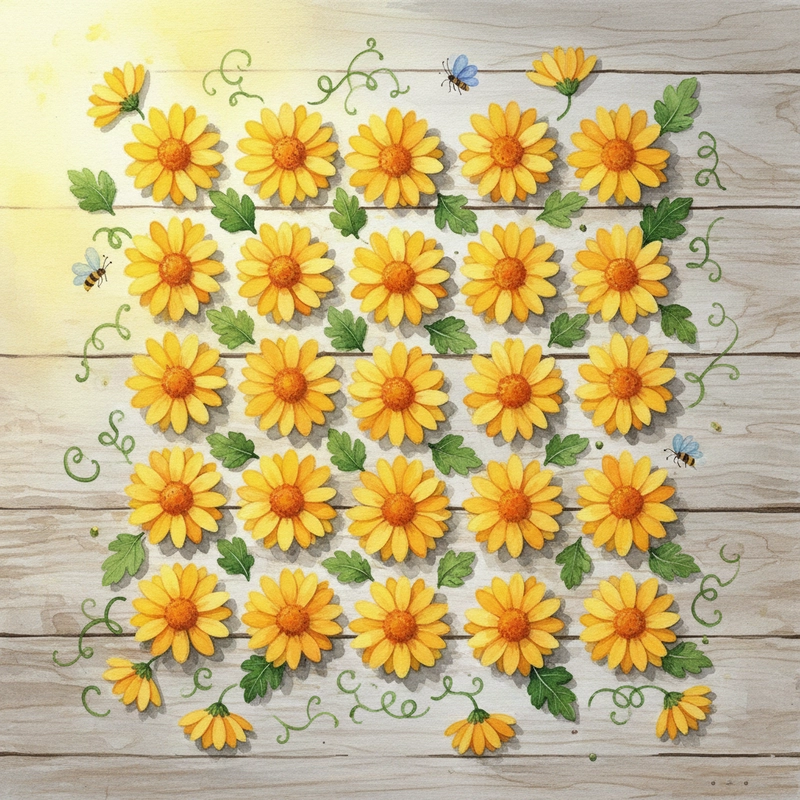 Tranh vẽ hoa cúc vàng tinh tế