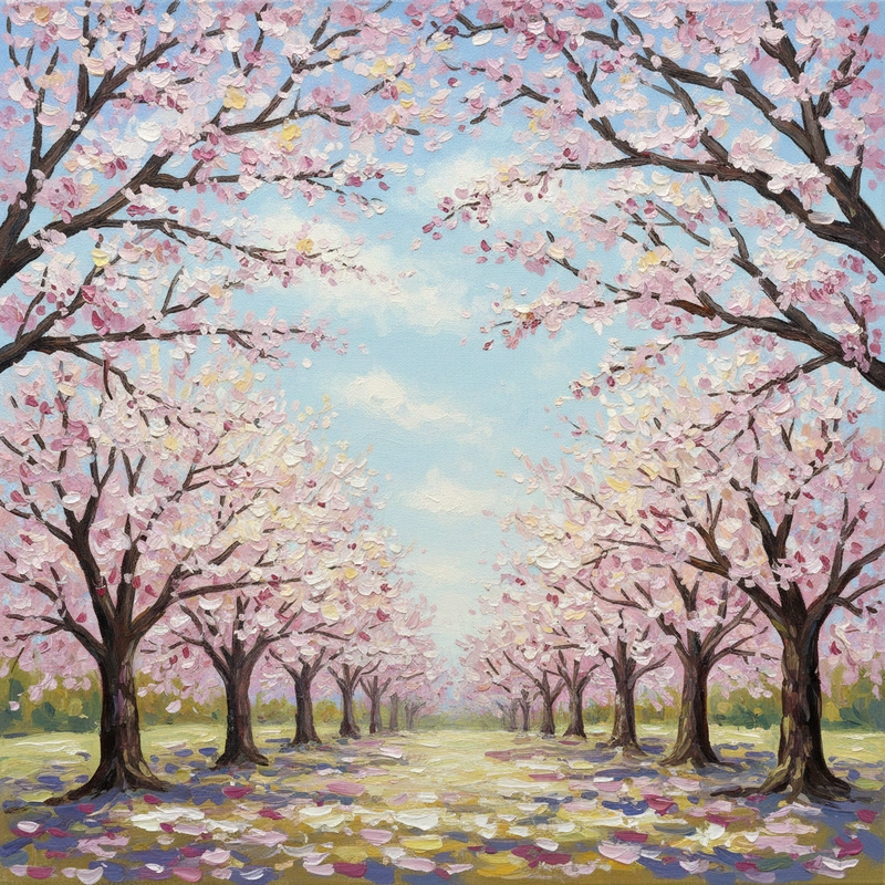 Tranh vẽ hoa đào cảm hứng thiên nhiên