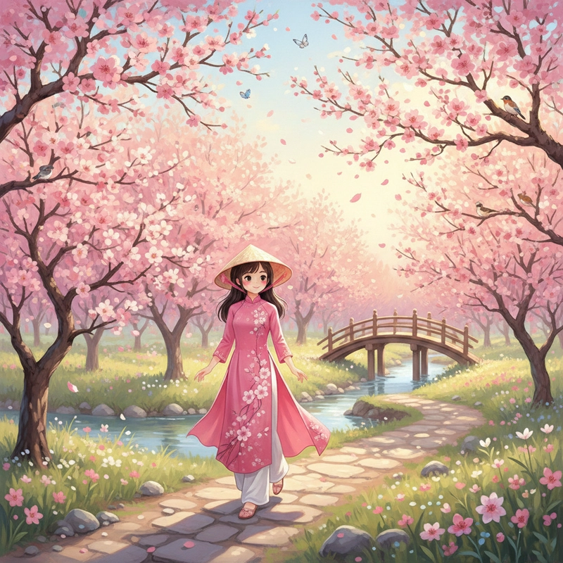 Tranh vẽ hoa đào cho học sinh