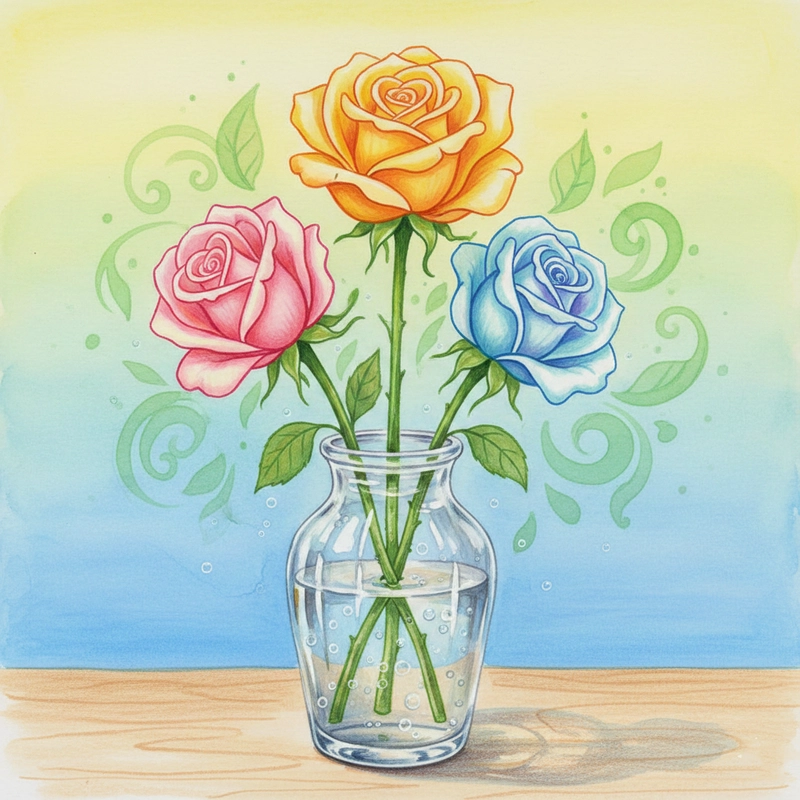 Tranh vẽ hoa hồng đơn giản dễ ứng dụng