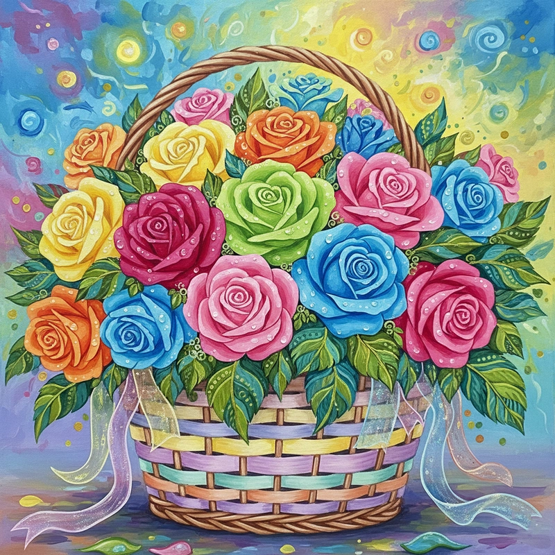 Tranh vẽ hoa hồng leo trang trí