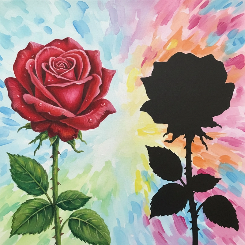 Tranh vẽ hoa hồng màu sắc nhẹ