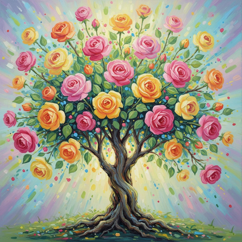 Tranh vẽ hoa hồng phong cách tự nhiên