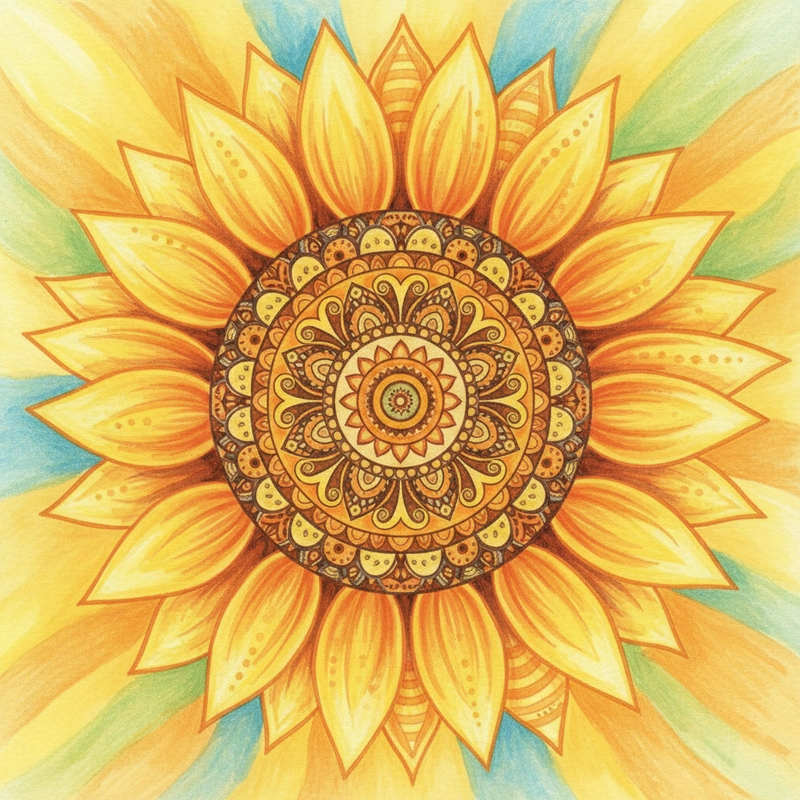 Tranh vẽ hoa hướng dương bố cục hài hòa