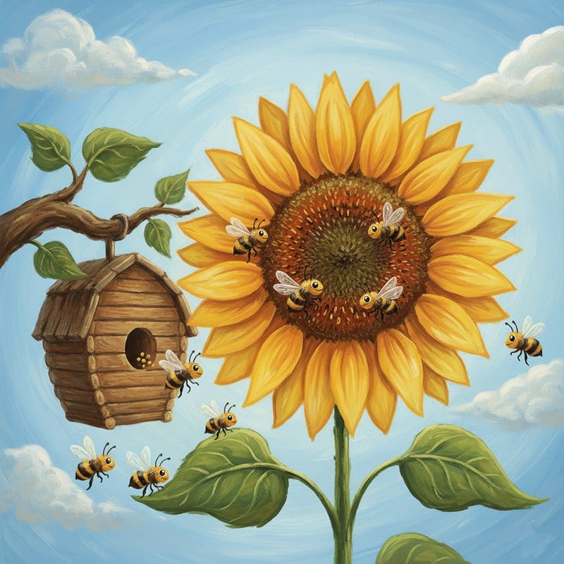 Tranh vẽ hoa hướng dương chủ đề thiên nhiên