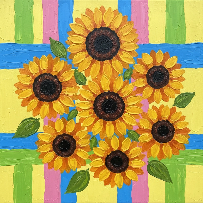 Tranh vẽ hoa hướng dương trang trí không gian