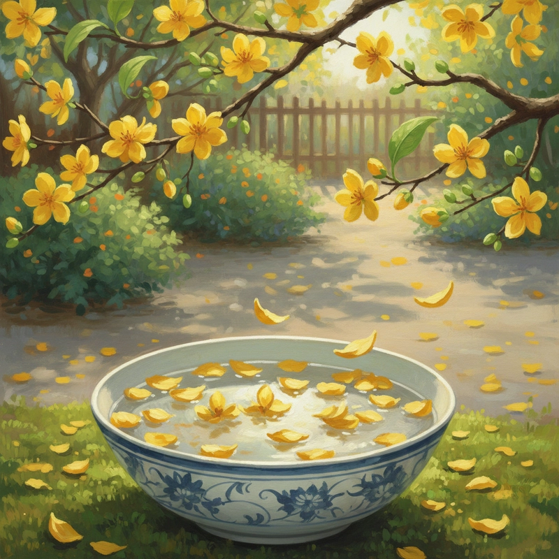 Tranh vẽ hoa mai phong cảnh xuân