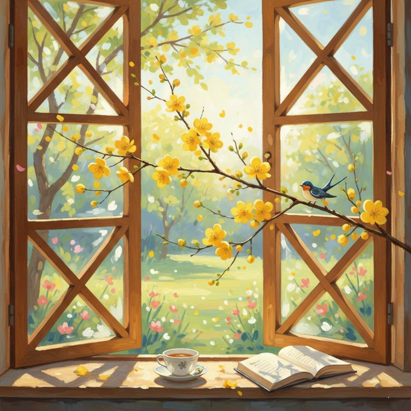 Tranh vẽ hoa mai trang trí không gian