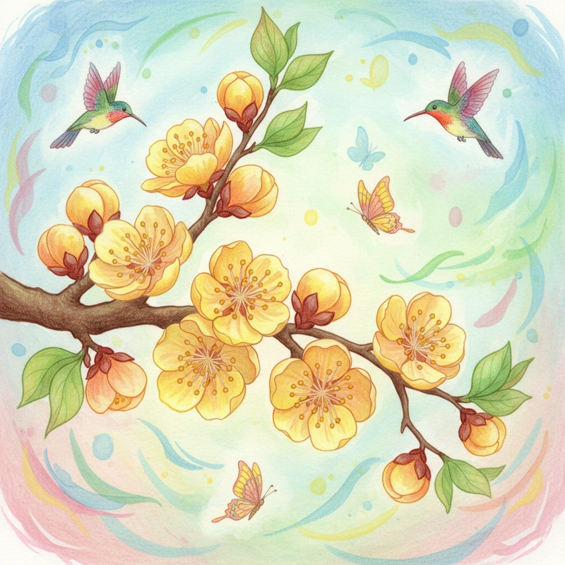 Tranh vẽ hoa mai vàng