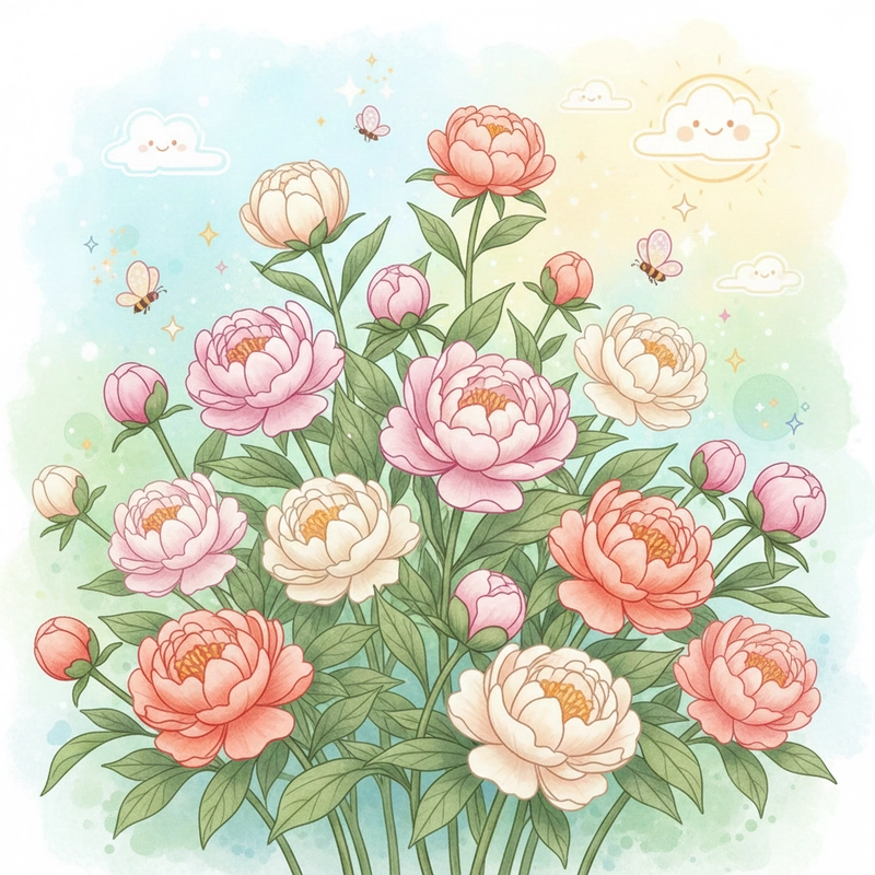 Tranh vẽ hoa mẫu đơn đẹp