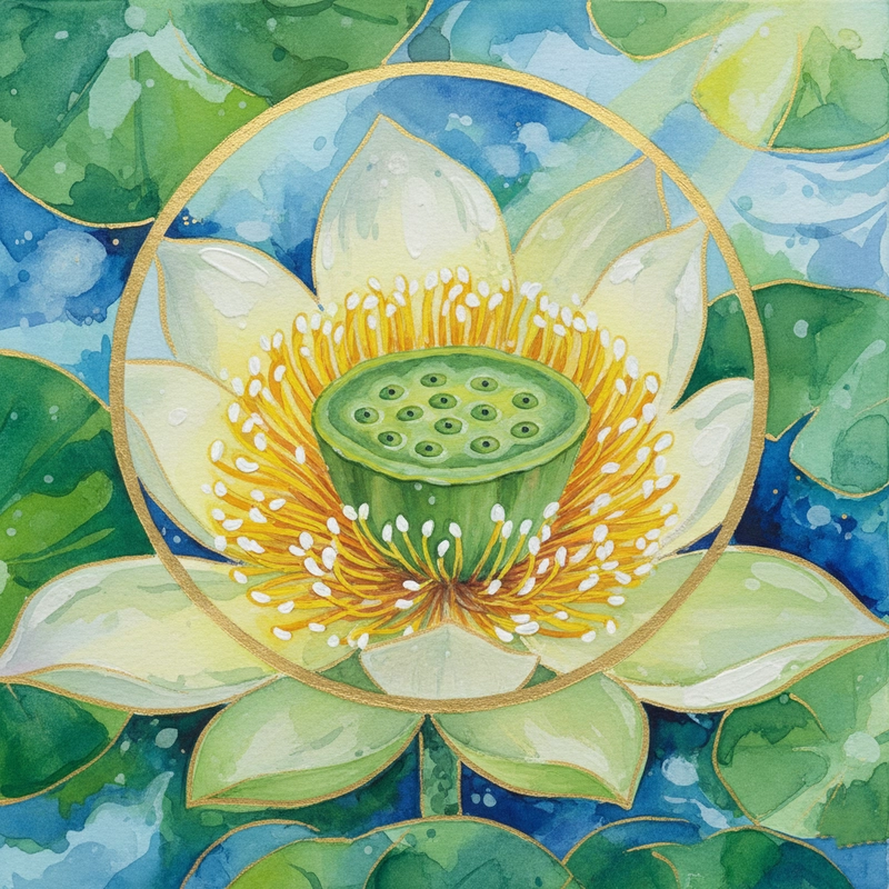 Tranh vẽ hoa sen bố cục hài hòa