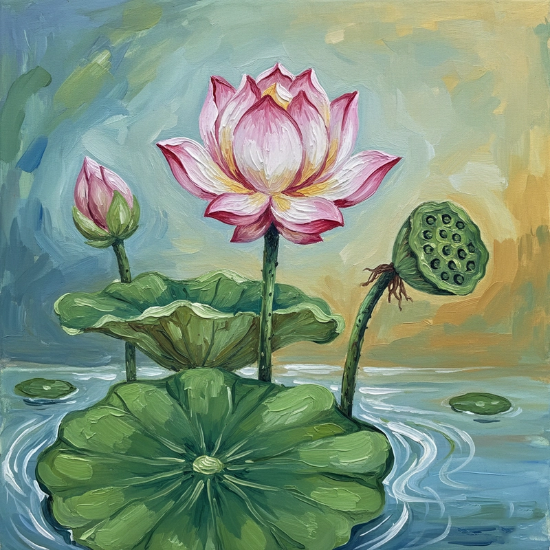 Tranh vẽ hoa sen đơn giản bằng bút chì