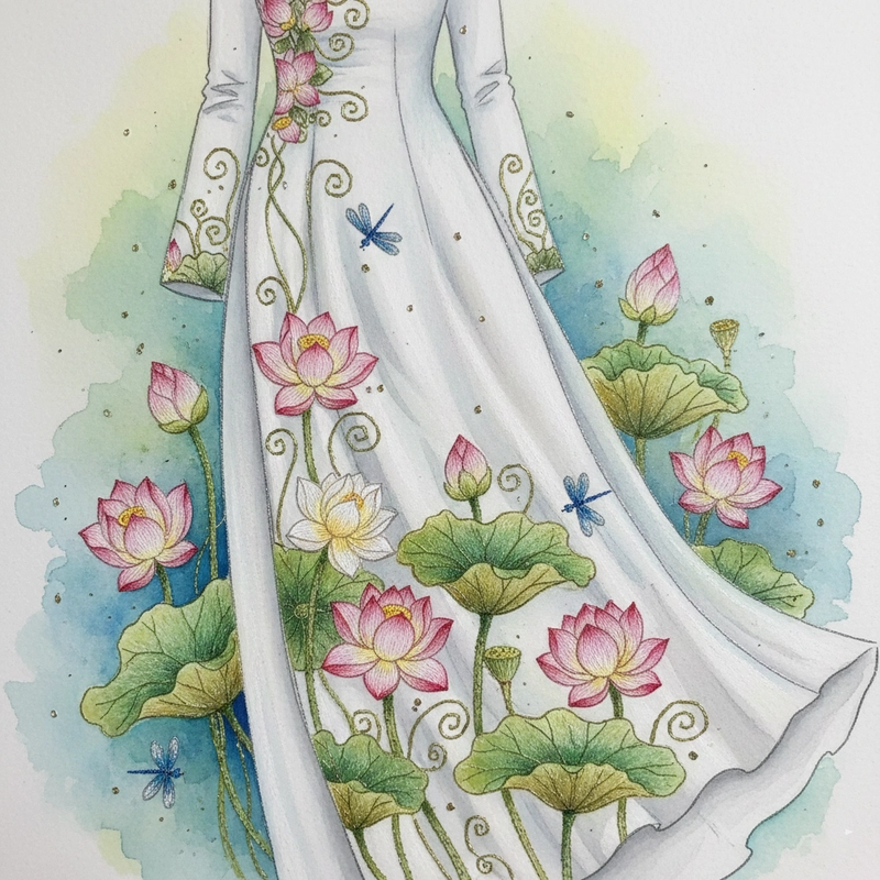 Tranh vẽ hoa sen phong cách truyền thống