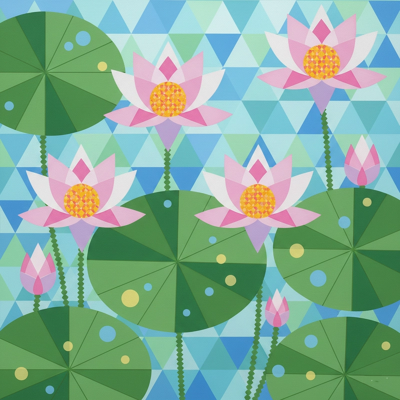 Tranh vẽ hoa sen tối giản