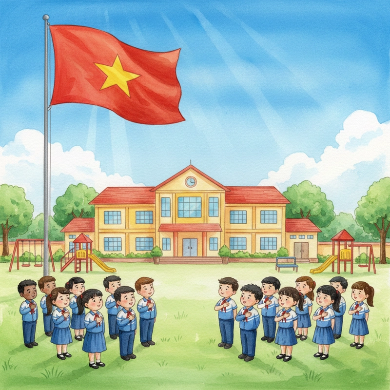 Tranh vẽ hoạt động ở trường phù hợp học đường