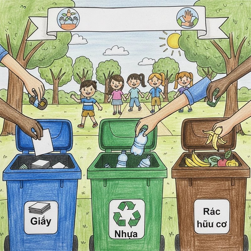 Tranh vẽ hoạt động vì cộng đồng cho thiếu nhi