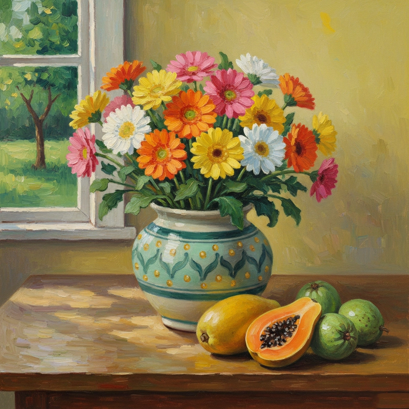 Tranh vẽ lọ hoa nghệ thuật