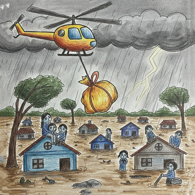 Tranh về lũ lụt miền Trung ý nghĩa