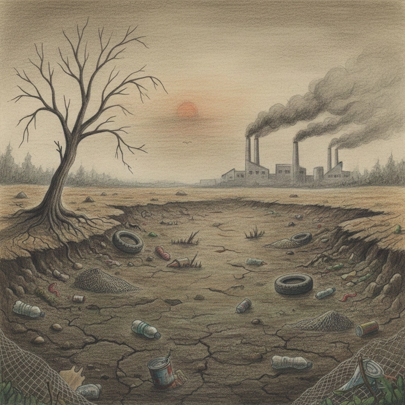 Tranh vẽ môi trường bị ô nhiễm mang thông điệp xanh