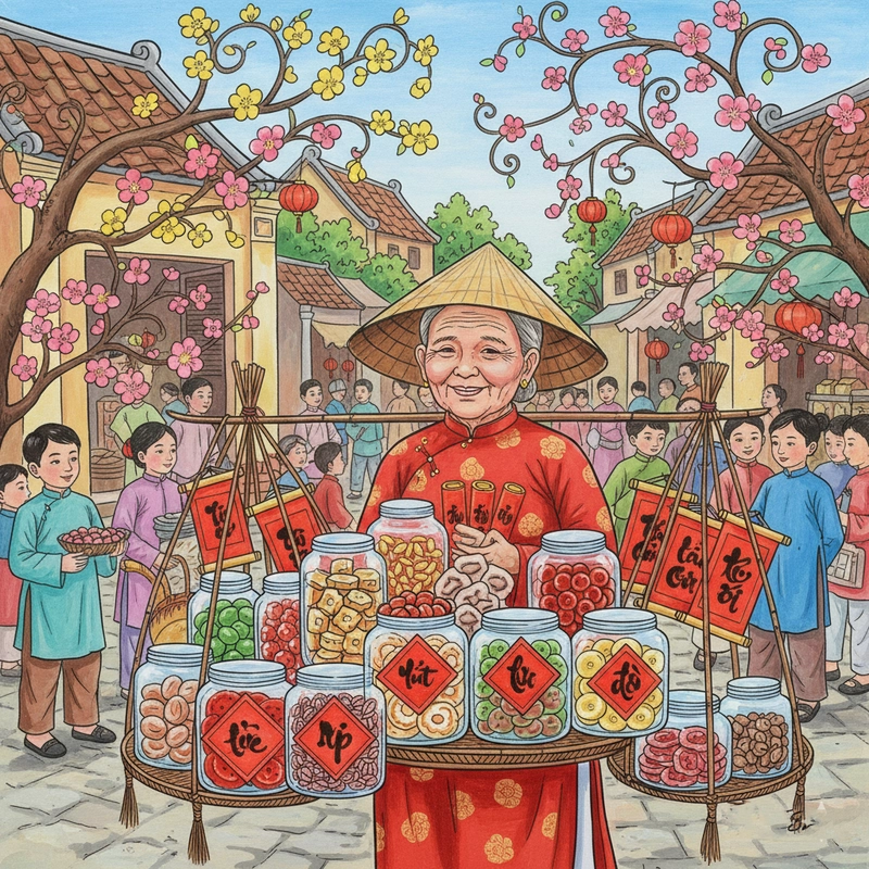 Tranh vẽ ngày Tết gợi không khí năm mới.