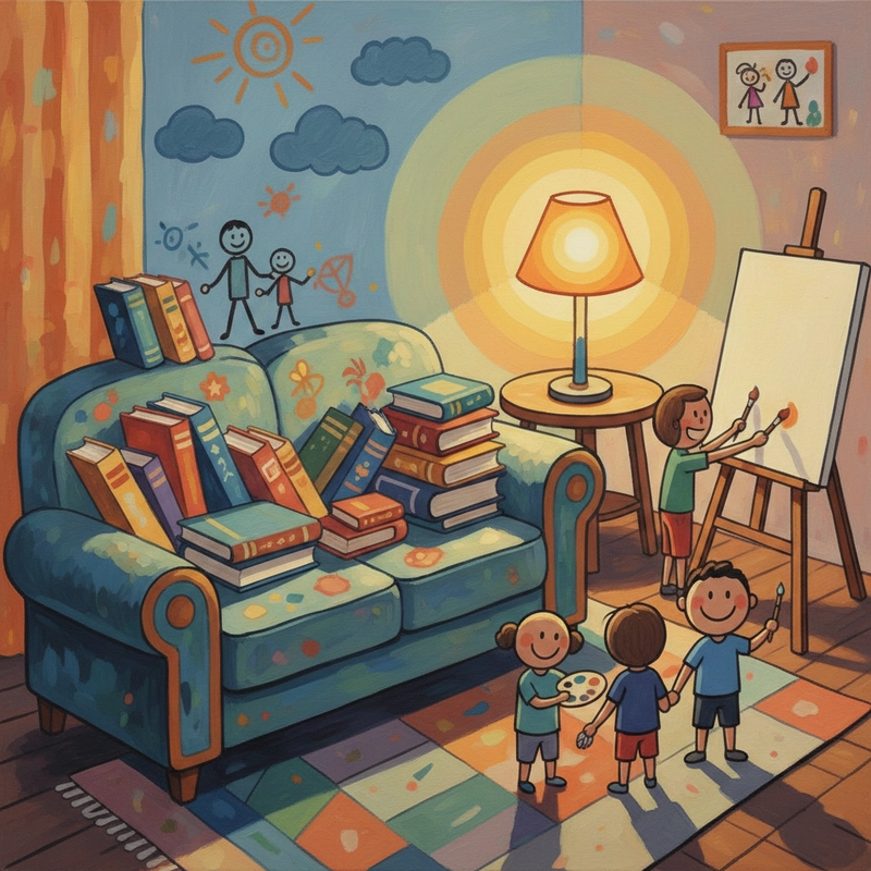 Tranh vẽ sinh hoạt gia đình phù hợp bài mỹ thuật