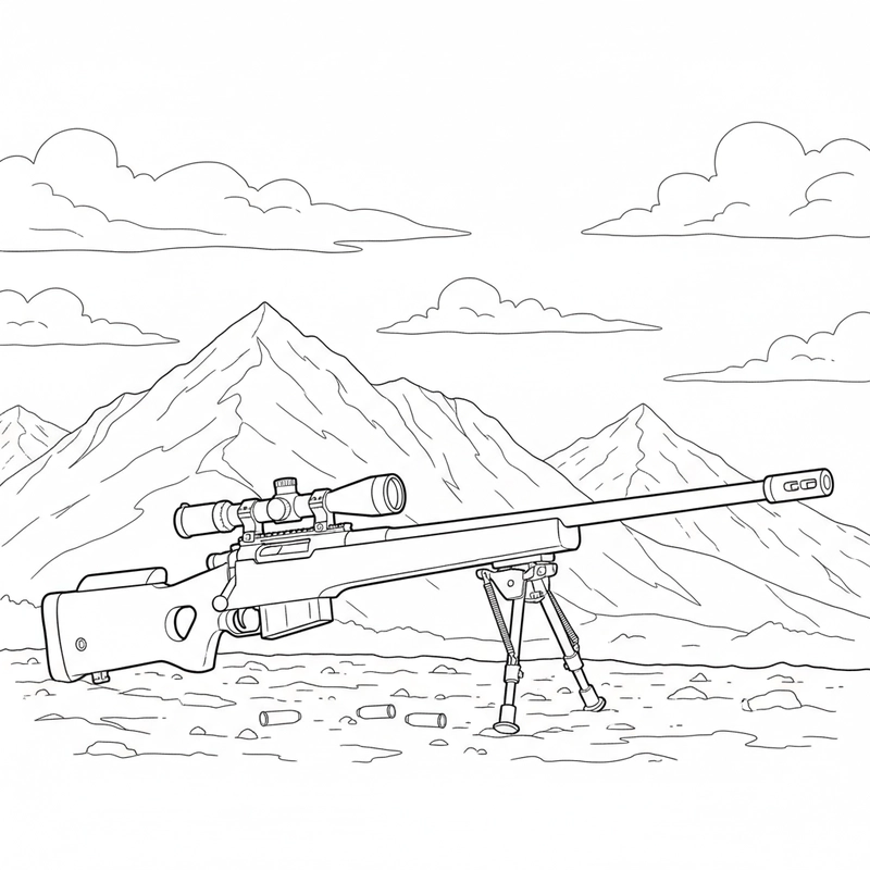 Tranh vẽ súng bắn tỉa có giá đỡ
