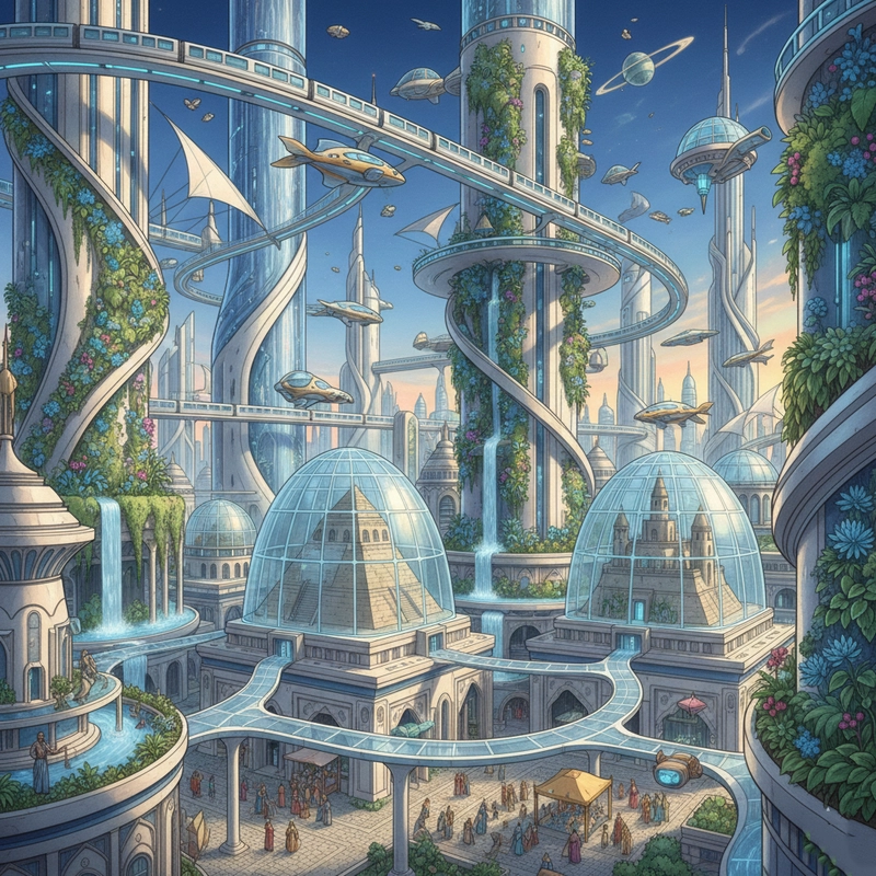 Tranh vẽ thành phố tương lai đơn giản sáng tạo