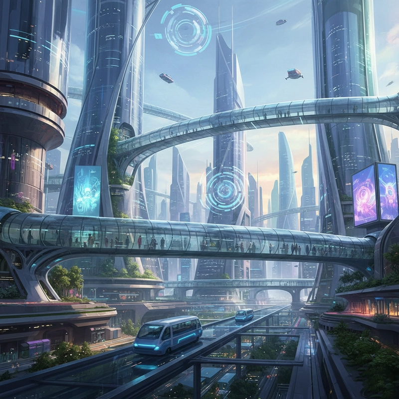 Tranh vẽ thành phố xanh tương lai đơn giản