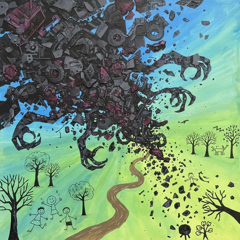 Tranh vẽ thực trạng ô nhiễm môi trường hiện đại