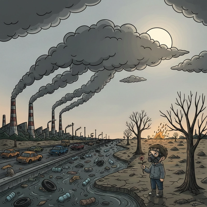 Tranh vẽ thực trạng ô nhiễm môi trường rõ nét