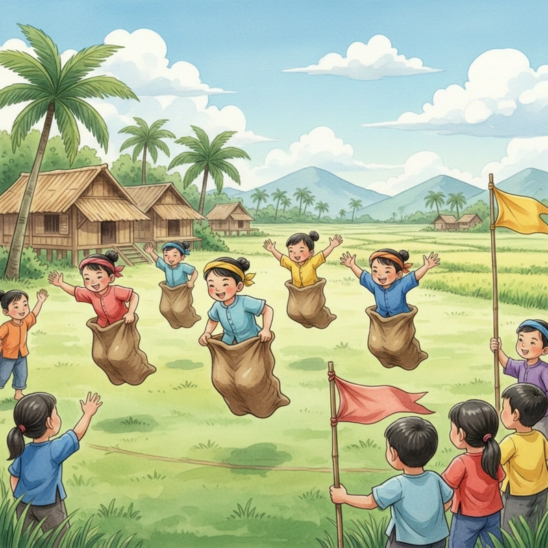 Tranh vẽ trò nhảy bao bố