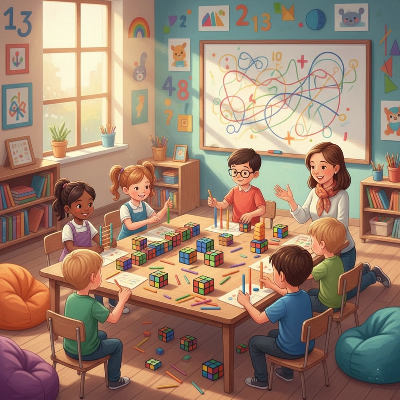 Tranh vẽ trường tiểu học bố cục hài hòa