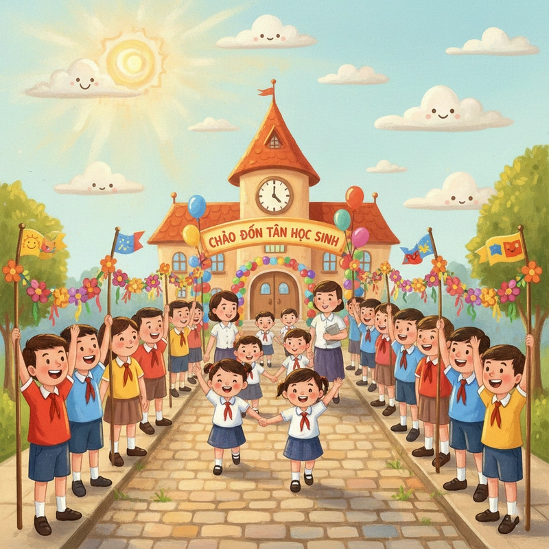 Tranh vẽ trường tiểu học đẹp