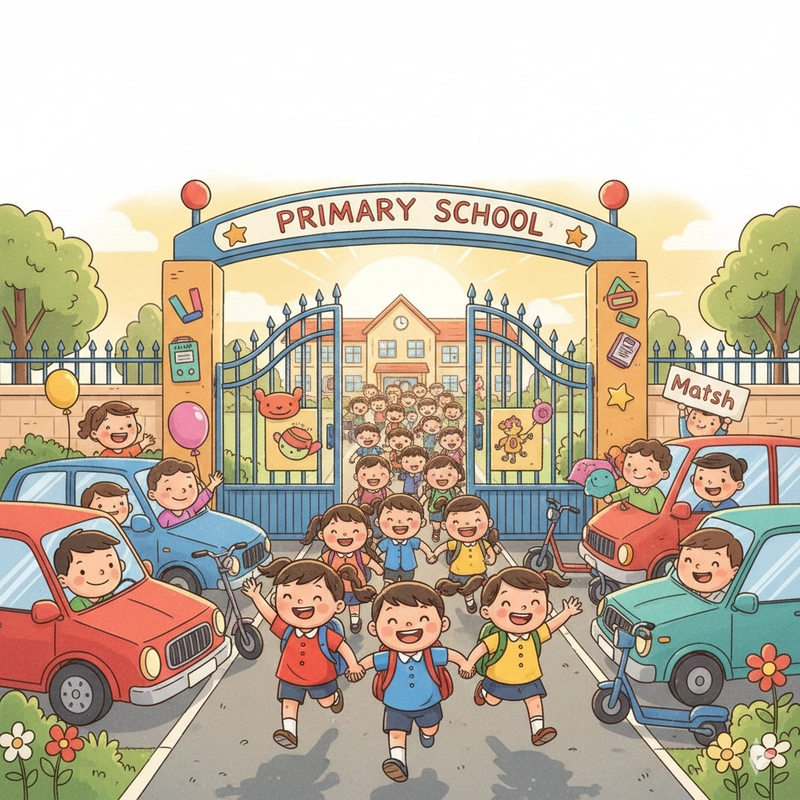 Tranh vẽ trường tiểu học phong cách ngộ nghĩnh