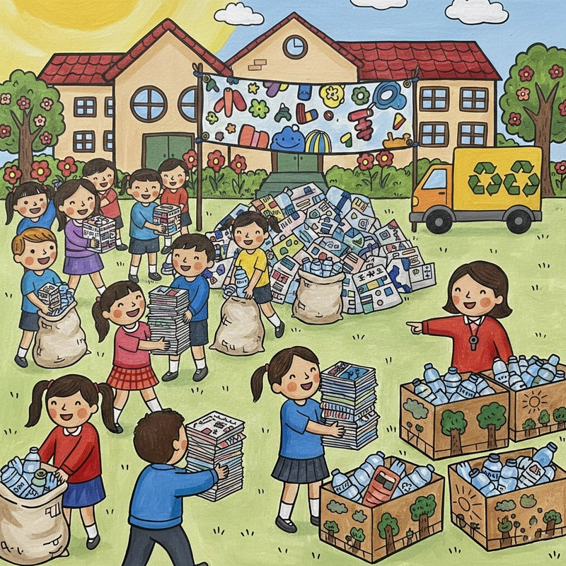 Tranh vẽ trường tiểu học trang trí không gian