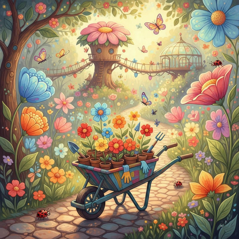 Tranh vẽ vườn hoa của bé