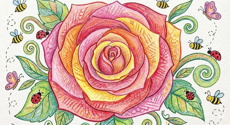 Tranh vẽ vườn hoa hồng yên bình